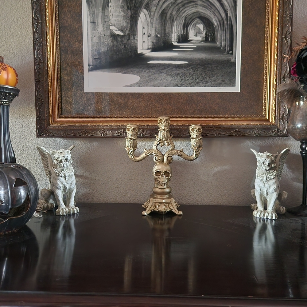 Gothic Skull Candelabra